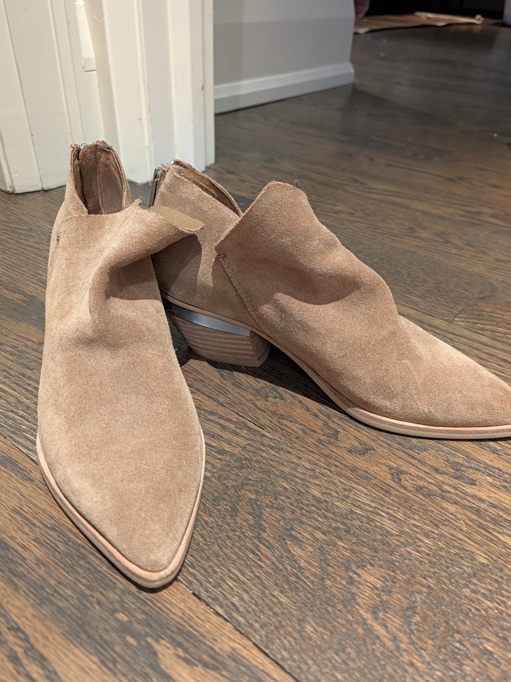 Dolce Vita Tan Suede Pointed Ankle Booties